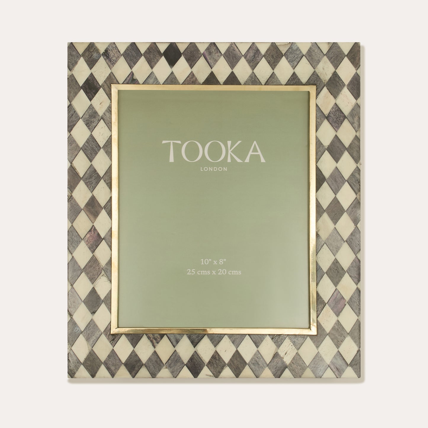 Decorative photo frame with a checkered pattern and 'Tooka London' branding on a white background.